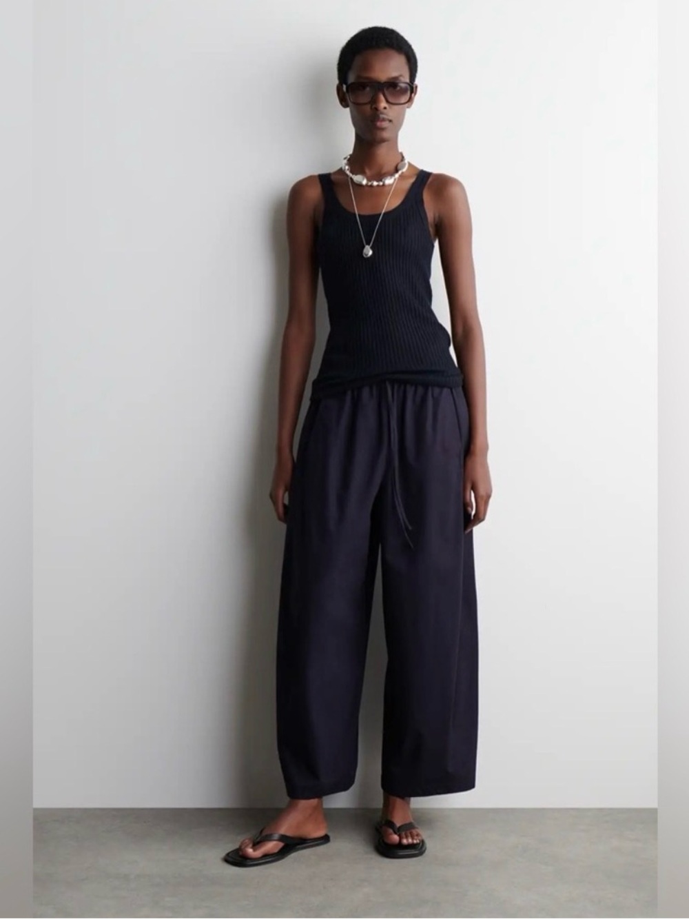 COS Black Wide-Leg Drawstring Pants